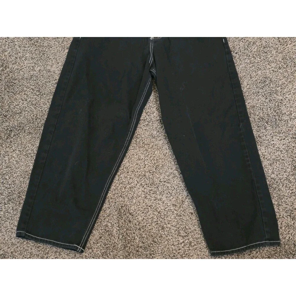 Empyre Baggy Loose Fit Skate Jeans Black w/ White Contrast Stitch Size 28x23